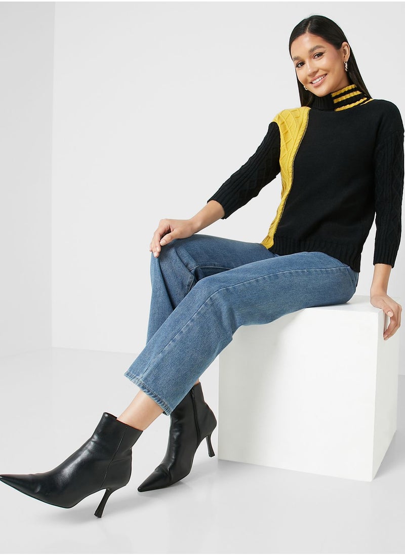 Ginger - Turtleneck Colorblock Sweater - Image 1