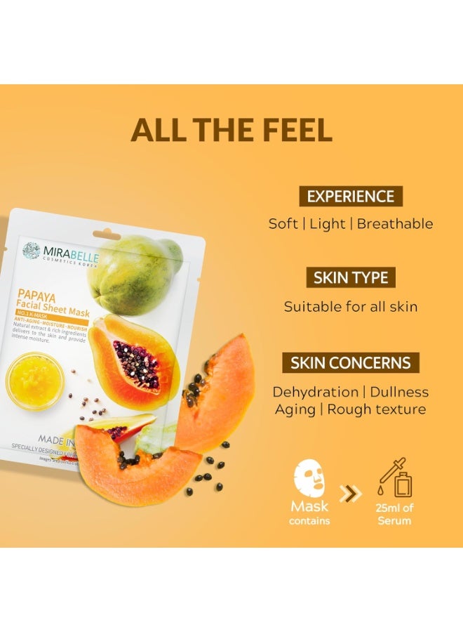 MIRABELLE Papaya Facial Serum Sheet Mask | Exfoliates & Evens Skin Tone | (Pack of 1) 25ml - Image 4