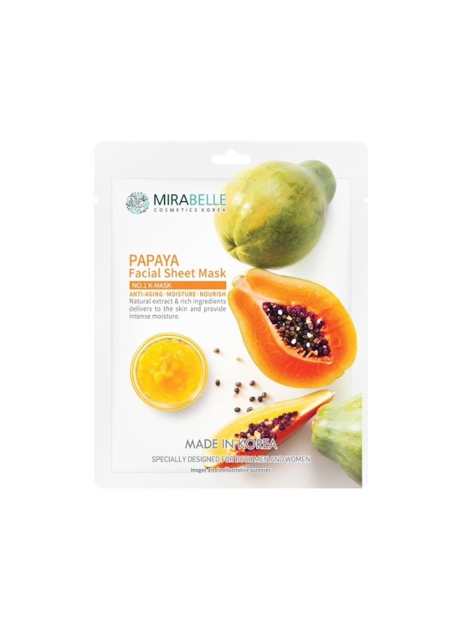 MIRABELLE Papaya Facial Serum Sheet Mask | Exfoliates & Evens Skin Tone | (Pack of 1) 25ml - Image 1