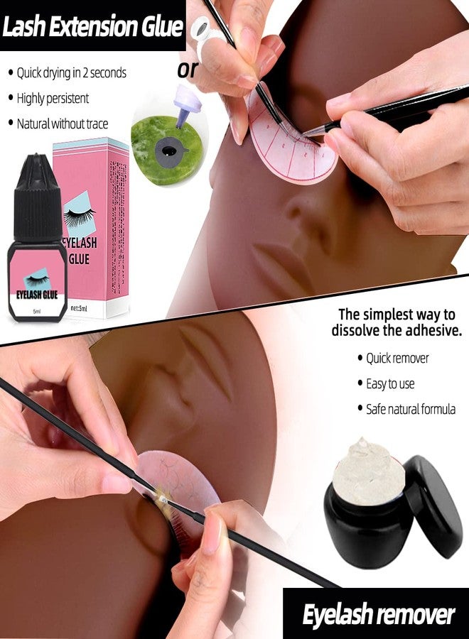 دي ان اس جوور مجموعة تركيب الرموش الاحترافية، مستلزمات تدريب للمبتدئين، رأس مانيكان، مروحة USB لتركيب الرموش، فرشاة شامبو للرموش، بخاخ، مزيج تجعيد 0.07D، شرائط رموش للتدريب من 8 إلى 15 مم - Image 5