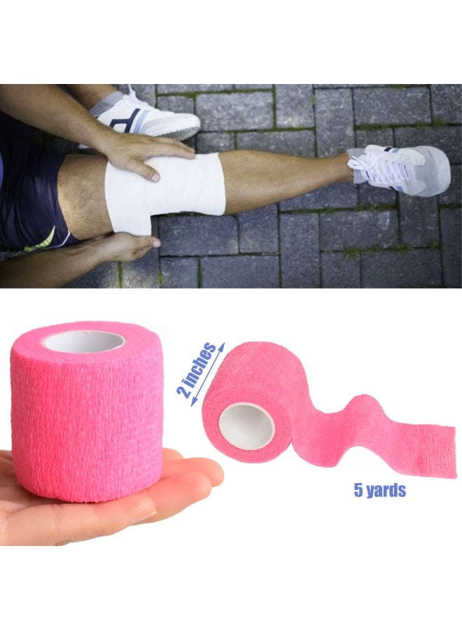 6 Pack Bandage（5cm*4.5m）, Elastic Sports, Sports Bandage, Veterinary Wrap, Suitable For Sports, Wrist, Ankle (Pink) - Image 2