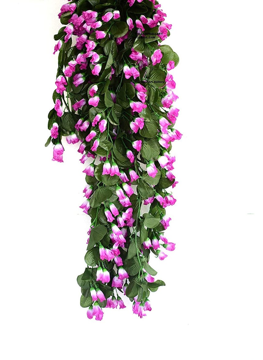 Well Art Gallery Well Art Gallery Artificial Hanging Yellow Rose Orchid Flower Vine for Indoor and Outdoor Decoration Artificial Orchid Flower for Home Office Party Decoration Set of 1ColorPurple  - Image 3