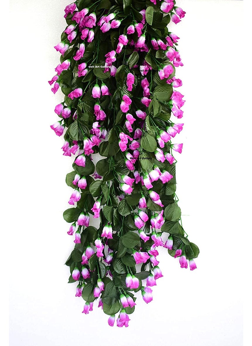 Well Art Gallery Well Art Gallery Artificial Hanging Yellow Rose Orchid Flower Vine for Indoor and Outdoor Decoration Artificial Orchid Flower for Home Office Party Decoration Set of 1ColorPurple  - Image 1