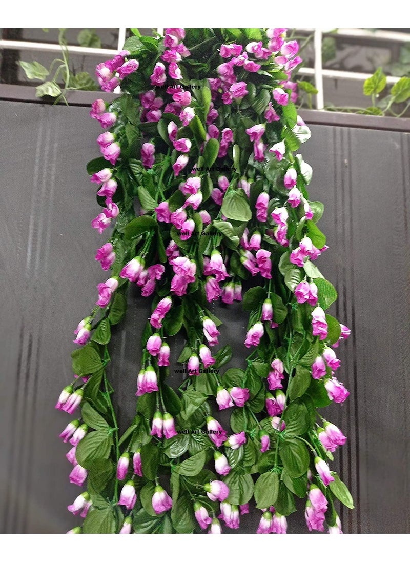 Well Art Gallery Well Art Gallery Artificial Hanging Yellow Rose Orchid Flower Vine for Indoor and Outdoor Decoration Artificial Orchid Flower for Home Office Party Decoration Set of 1ColorPurple  - Image 2
