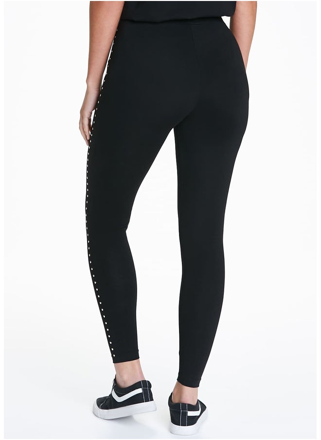 Matalan Black Side Stud Leggings  - Image 1