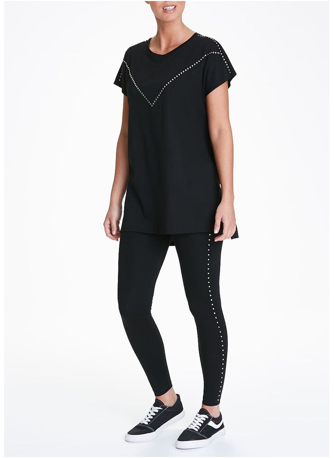 Matalan Black Side Stud Leggings  - Image 2