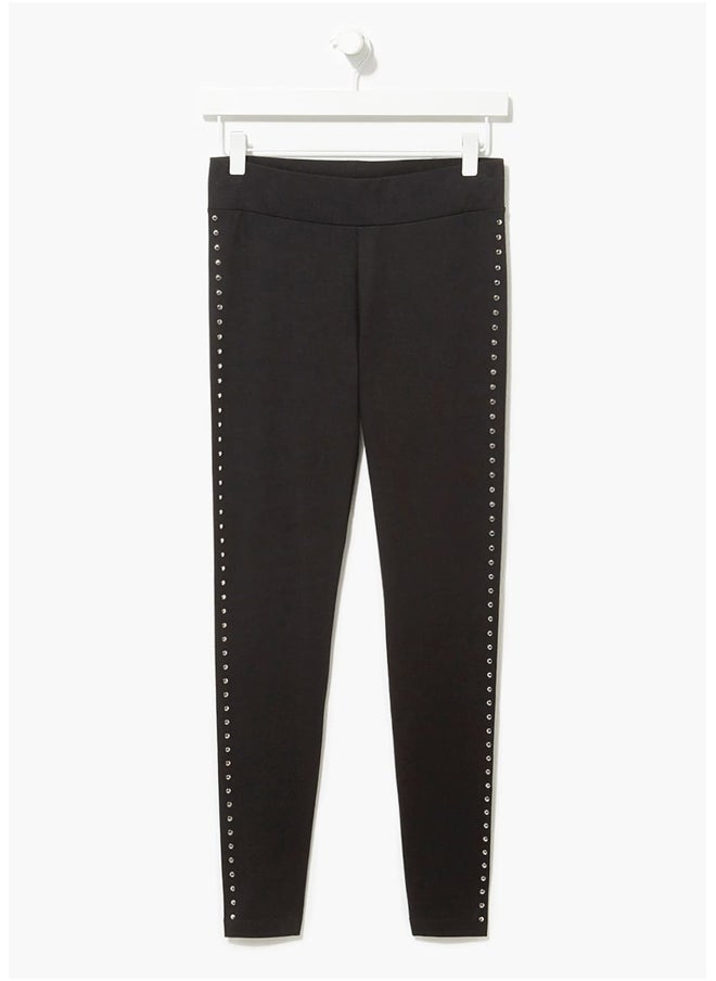 Matalan Black Side Stud Leggings  - Image 3