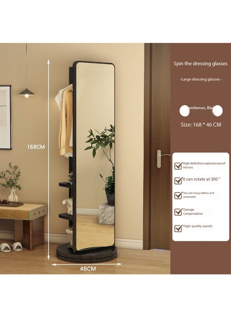 Rotating Solid Wood Dressing Mirror Cabinet with Storage Full Length Rotatable Mirror