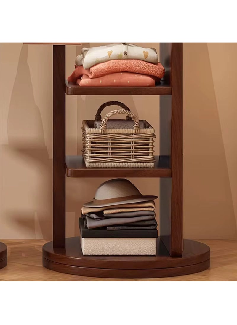 Rotating Solid Wood Dressing Mirror Cabinet with Storage Full Length Rotatable Mirror