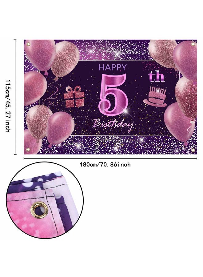 IMISI 5th Birthday Decorations for Girls Happy Birthday Banner Pink Decorations for A Party Birthday Backdrop for Women - Image 2