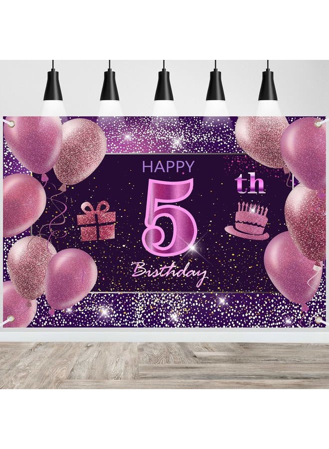 IMISI 5th Birthday Decorations for Girls Happy Birthday Banner Pink Decorations for A Party Birthday Backdrop for Women - Image 1