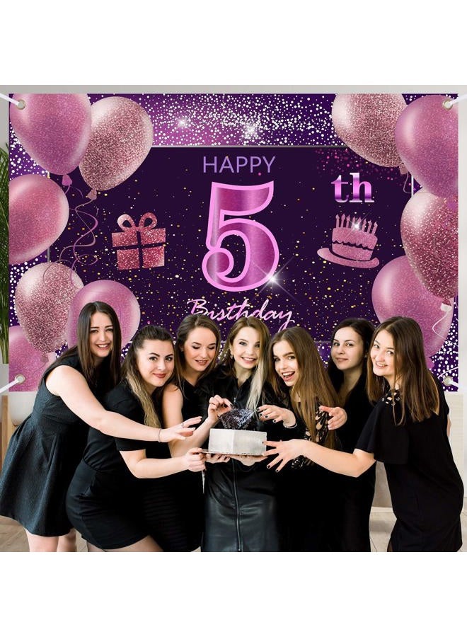 IMISI 5th Birthday Decorations for Girls Happy Birthday Banner Pink Decorations for A Party Birthday Backdrop for Women - Image 3