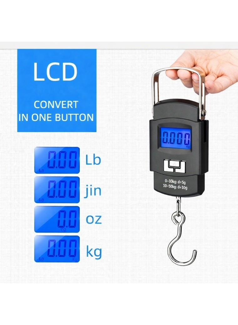 SCALE 2 Peice Digital Hanging Luggage Scale 50kg Capacity with LCD Backlit Display, Tare & Unit Conversion – Portable Travel Weight Scale - Image 3