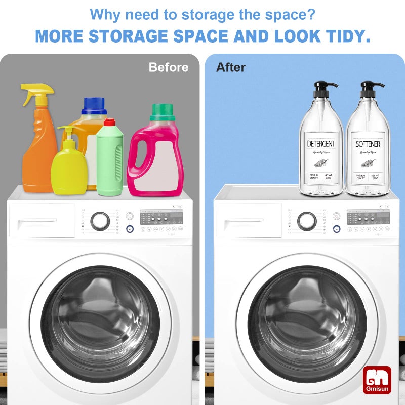 GMISUN Laundry Detergent Dispenser, 2 Pack Liquid Laundry Soap Dispenser, 64oz Storage Container for Farmhouse Laundry Room Decor, Liquid Bottle Organizer for Detergent/Softener/Bleach - Image 2