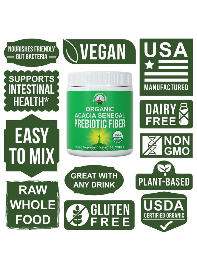 Peak Performance Organic Acacia Senegal Prebiotic Fiber Powder. Usda Organic Plant Based Vegan Prebiotics Supplement For Gut Health. With Digestive Enzymes For Digestion Roughage Without Bloating Gas  - Image 5