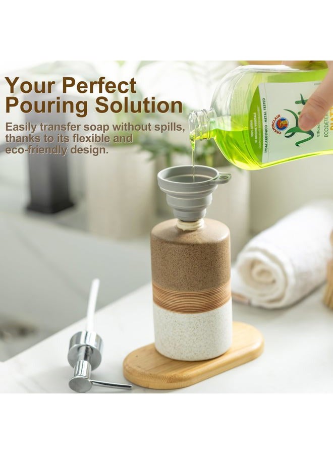 Cormomu Ceramic Soap Dispenser Set for Hand Soap, Shampoo, Dish Soap, Conditioner, Includes Stainless Steel Pump and Silicone Funnel, 12 Oz, Modern Kitchen Decor - Image 2