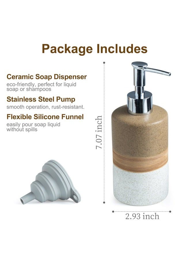 Cormomu Ceramic Soap Dispenser Set for Hand Soap, Shampoo, Dish Soap, Conditioner, Includes Stainless Steel Pump and Silicone Funnel, 12 Oz, Modern Kitchen Decor - Image 5