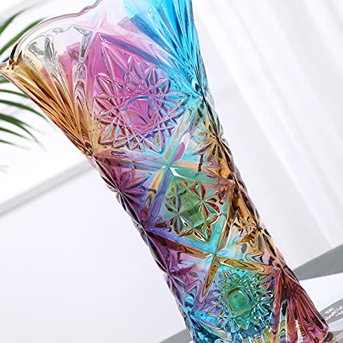 Yuccasly Glass Colorful Vase,Glass Flower Vase Decor for Home Dining Table Living Room,Office Wedding Holiday Party,Handmade Pattern(Sun Flower) - Image 5