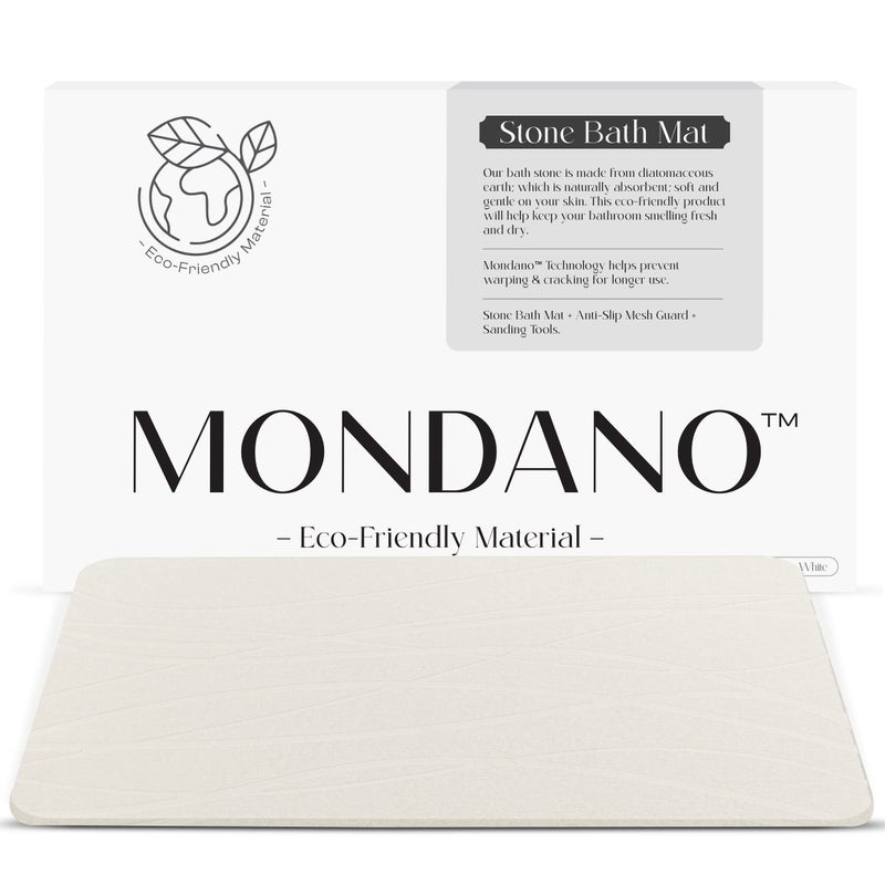 Mondano Stone Bath Mat Diatomaceous Earth Shower Non Slip Bathroom Mat Quick Dry Stone Mat Stone Dish Drying Mat Stone Bath Mats for Bathroom Diatomaceous Earth Hard Rug Pebble White
