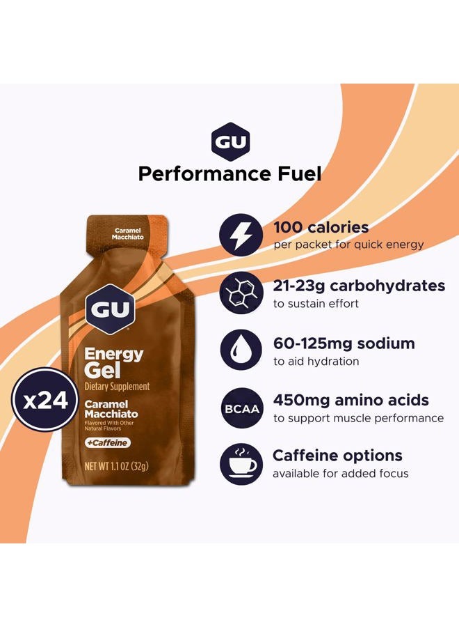 Gu Energy أصلي تغذية رياضية جل الطاقة (كراميل ماكياتو، 24-عدد) - Image 2