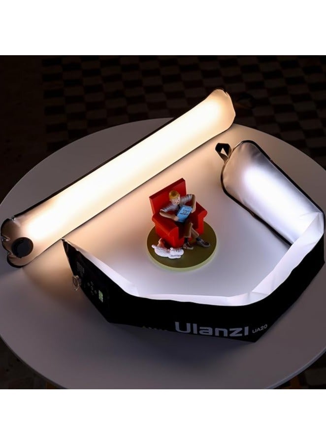 إضاءة أنبوبية محمولة ULANZI UA20 بقوة 20 واط – ضوء RGB قابل لإعادة الشحن مع تحكم عبر التطبيق وتأثيرات مشاهد للتصوير والفيديو
