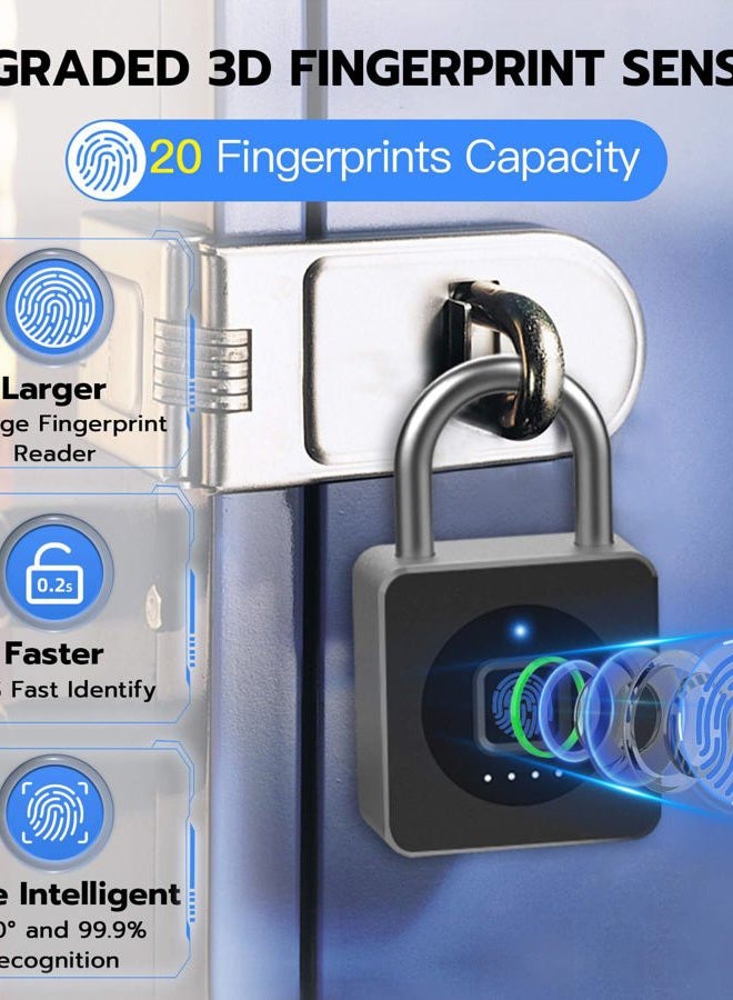 Elinksmart Fingerprint Gym Locker Lock, Keyless Biometric Padlock, Weatherproof Electronic Digital Bluetooth App Smart Combo Pad Lock for Outdoor Fence Gate School Locker Storage Pool Shed - Black - Image 3