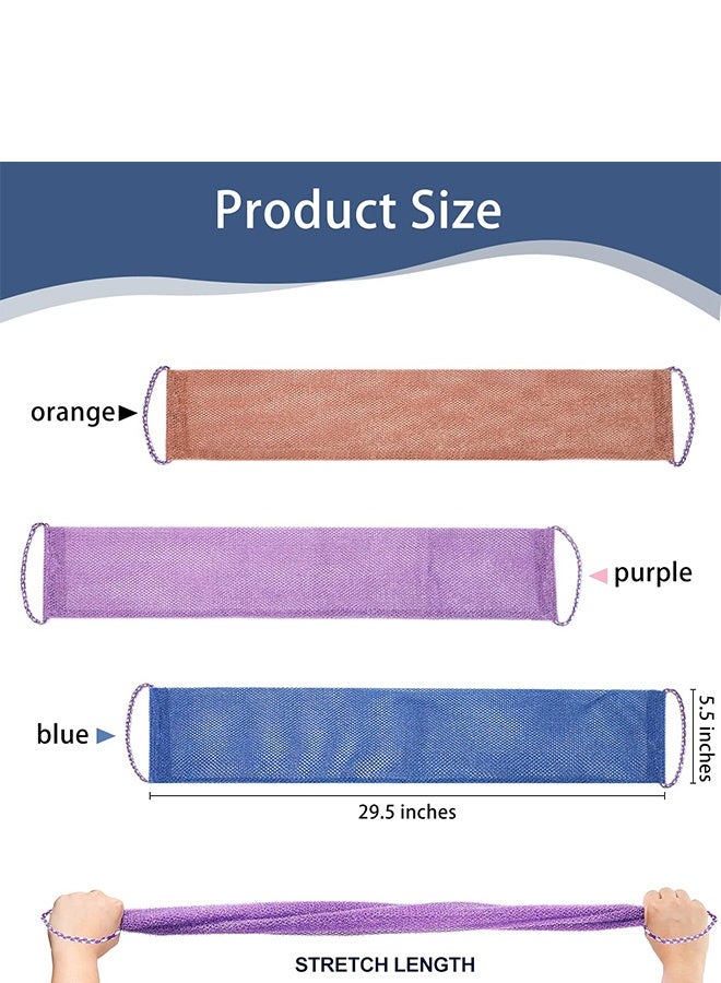 Photon 3 قطع من إسفنجة الشبكة الأفريقية، فرشاة استحمام شبكية لتقشير الجسم وتنعيم البشرة، فرشاة استحمام طويلة مع حزام سحب لتقشير البشرة للاستخدام اليومي أو كهدية للجوارب - Image 2