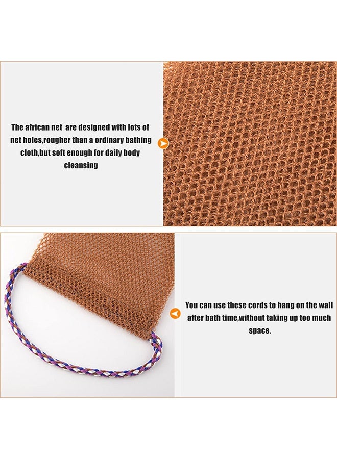 Photon 3 قطع من إسفنجة الشبكة الأفريقية، فرشاة استحمام شبكية لتقشير الجسم وتنعيم البشرة، فرشاة استحمام طويلة مع حزام سحب لتقشير البشرة للاستخدام اليومي أو كهدية للجوارب - Image 5