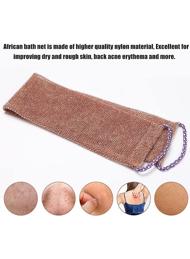 Photon 3 قطع من إسفنجة الشبكة الأفريقية، فرشاة استحمام شبكية لتقشير الجسم وتنعيم البشرة، فرشاة استحمام طويلة مع حزام سحب لتقشير البشرة للاستخدام اليومي أو كهدية للجوارب - Image 4