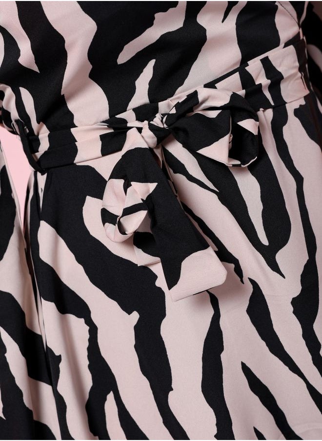 Freehand - Women Fit and Flared Party Wear Animal Print Wrap Around Dress - Image 1