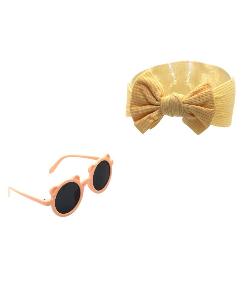 D'Daniela Leila Rainbow Glasses and Bow Barrette Ponytail Set For Babies and Girls - Light Yellow - Image 1