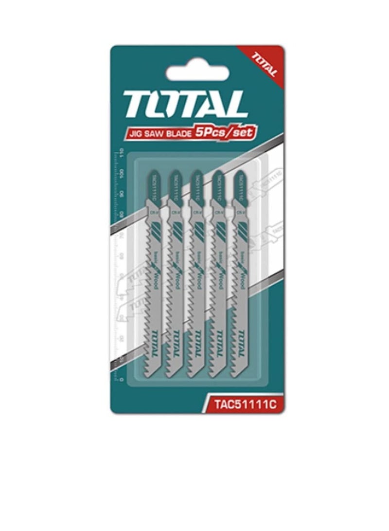 TOTAL Jig Saw Blade 5 Pcs Set for Softwood, Chipboards, Wood Core Plywood & Fiber Boards - TAC51111C - Image 1
