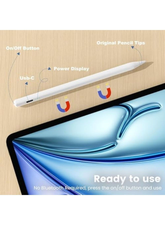 Stylus Pen for ipad 2018-2025, USB-C Fast Charging Pencil, LED Power Display with Palm Rejection, Tilt Sensitivity, for iPad 11/10/9/8/7/6/A16, Pro 11"/12.9"/M4, Air 3/4/5/6/7/M2/M3, Mini 5/6/7 - Image 4