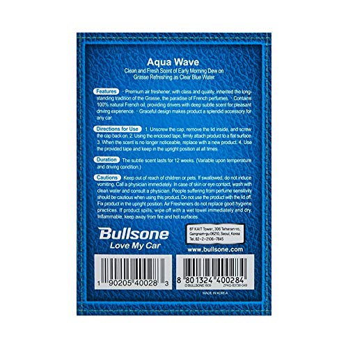 Bullsone بولسوان غراس ليستيريل، معطرات هواء طبيعية للسيارات، عطر سيارات فاخر - رائحة أكوا ويف (عبوة 2) - Image 4