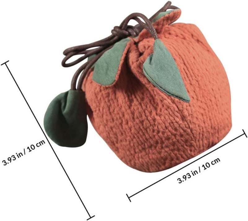 Ceramic Tea Canister with Lid and Persimmon Shape Cotton Linen Storage Bag Thickened Portable Tea Storage Jar for Home and Travel - Image 2