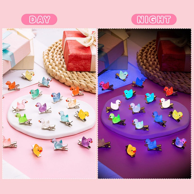 JMZYJZH 42Pcs Sprouts Rave, Cute Rave Trinkets Mini Glow Resin Duck Clips for Hair, Festival Accessories for Girls Party Supplies - Image 4