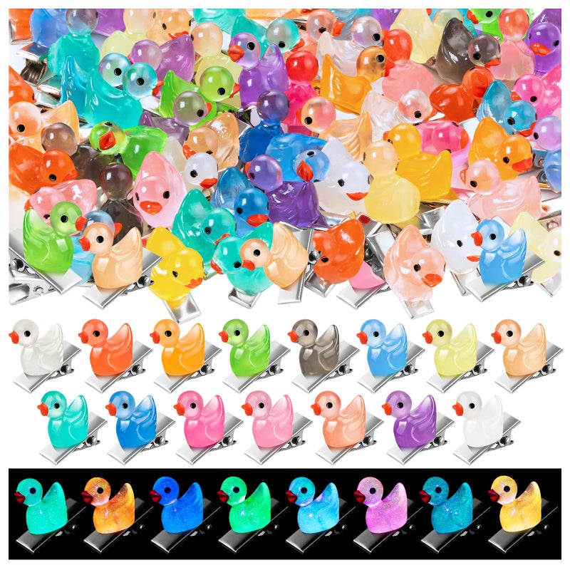 JMZYJZH 42Pcs Sprouts Rave, Cute Rave Trinkets Mini Glow Resin Duck Clips for Hair, Festival Accessories for Girls Party Supplies - Image 1