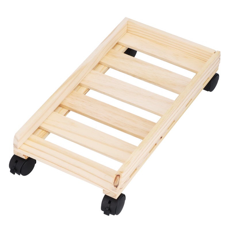 Mobile Computer Bracket Wooden CPU Stand Heat Dissipation Bracket - Moveable Host Stand with 4 Rollers for Home Office Computer Tower Storage - Image 3