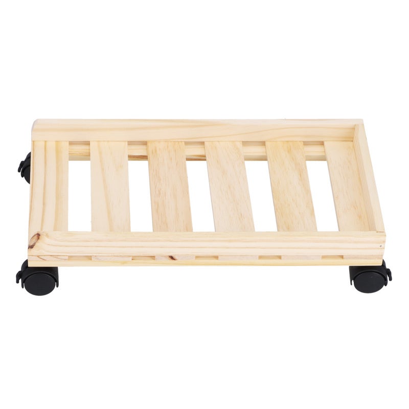 Mobile Computer Bracket Wooden CPU Stand Heat Dissipation Bracket - Moveable Host Stand with 4 Rollers for Home Office Computer Tower Storage - Image 2