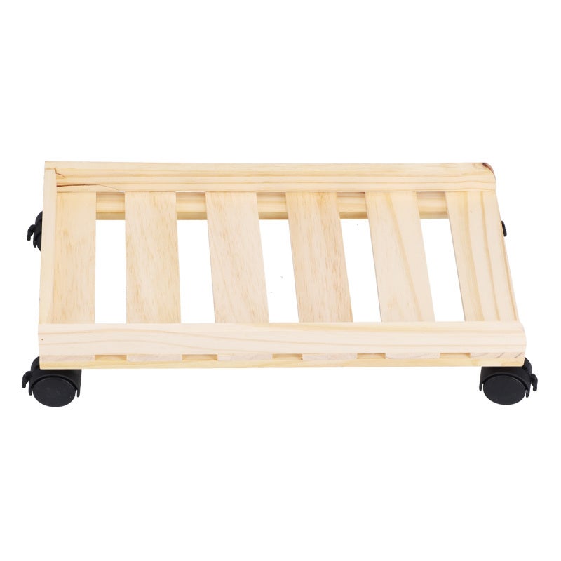 Mobile Computer Bracket Wooden CPU Stand Heat Dissipation Bracket - Moveable Host Stand with 4 Rollers for Home Office Computer Tower Storage - Image 1