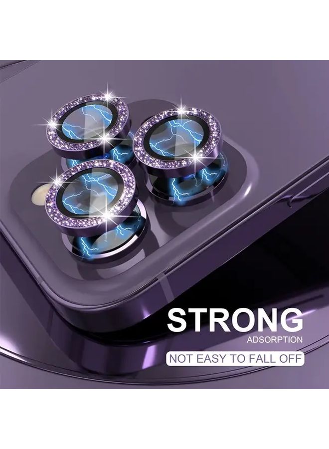 واقي عدسة الكاميرا مقاس 3 قطع لجهاز iPhone 13 Pro Max باللون الأرجواني، طبقة زجاجية بصلابة 9H - Image 2