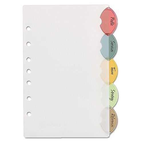Avery 11118 Mini Dividers, 5/ST, 5-1/2-Inch x8-1/2-Inch, 7-Hole Punch, Multi - Image 1