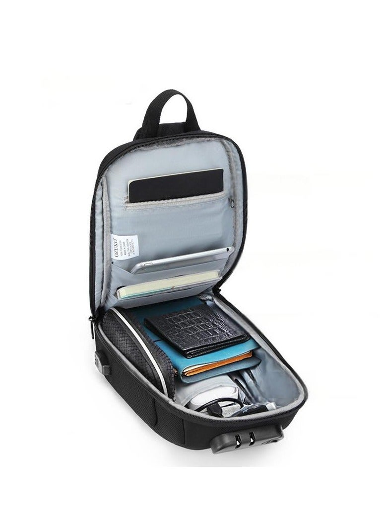 OZUKO Men's Waterproof Outdoor Portable multifunctional  Crossbody Bag With USB Port Crossbody Bag ，Men's tactical chest bag - Image 3