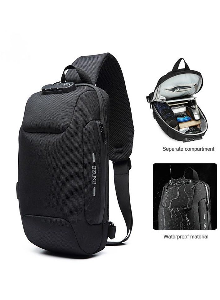 OZUKO Men's Waterproof Outdoor Portable multifunctional  Crossbody Bag With USB Port Crossbody Bag ，Men's tactical chest bag - Image 2