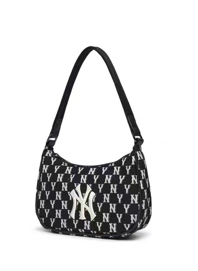 Black MLB canvas embroidered full label underarm bag