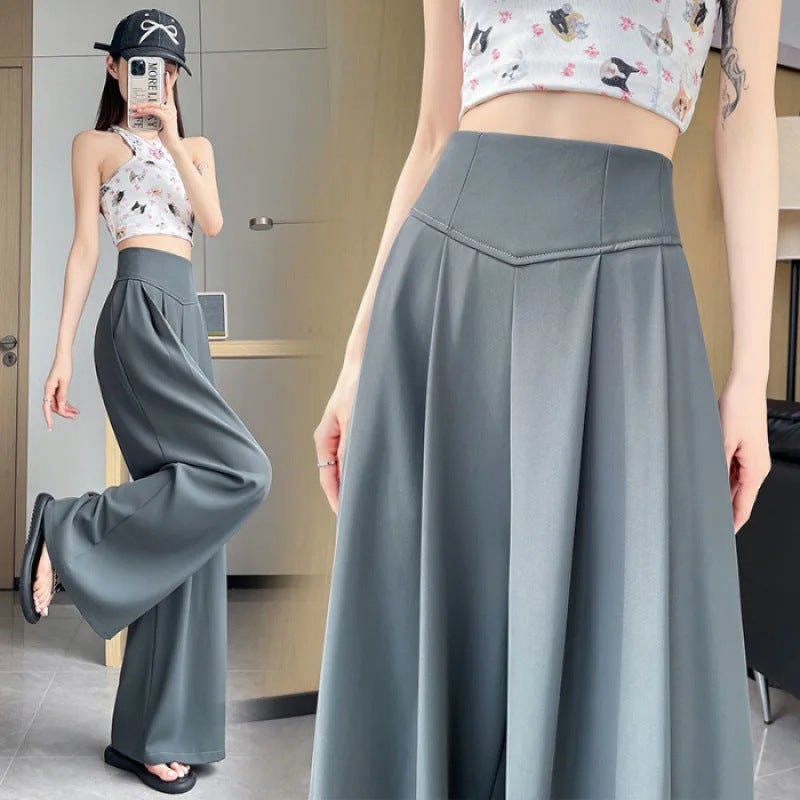 New High-Waisted Suit Wide-Leg Pants With Drape, Casual Floor-Length Pants, Tummy Control Pants With A High-End Feel - Image 1