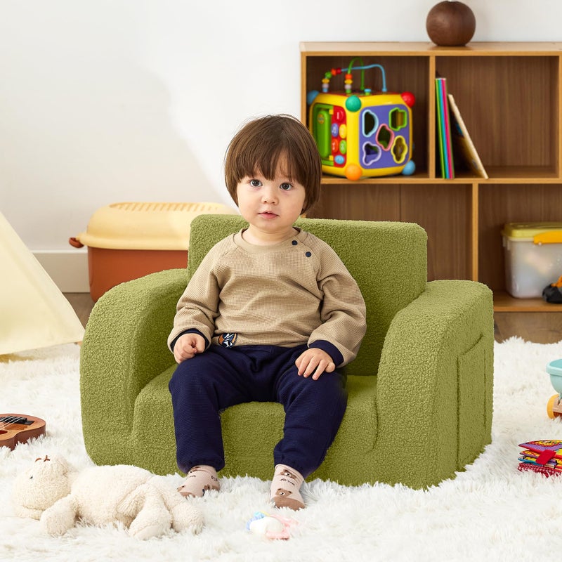 MuaMelop Toddler Couch, 2-in-1 Toddler Chairs Comfy 1-3 Years Old, Toddler Chair for Girls and Boys, Kids Couch Bed Fold Out, Convertible Baby Sofa to Lounge Chair for Playing, Reading, Napping, Green - Image 2