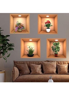 Mishrit Mishrit 4 Pack 3D Green Plants Wall Stickers | Botanical Decals for Bedroom Living Room Kitchen Decals  - Image 4