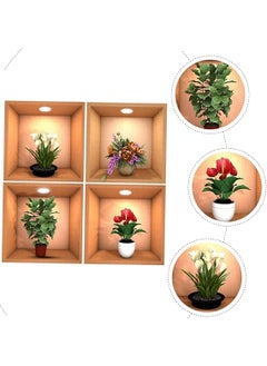 Mishrit Mishrit 4 Pack 3D Green Plants Wall Stickers | Botanical Decals for Bedroom Living Room Kitchen Decals  - Image 5