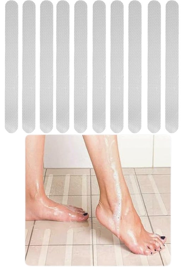 Clear, Heavy-Duty Anti-Slip Safety Strips (10 Pcs, 20cm) for Showers, Bath Tubs, and Stairs - Invisible Strong Adhesive Decals with Scraper | Durable, Non-Toxic Solution for Secure Grip on Wet Surfaces, Easy to Install and Remove. - Image 1